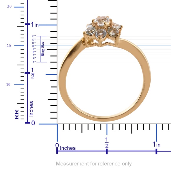 Espirito Santo Aquamarine Plated YG Stainless Ring - Picture 4 of 4